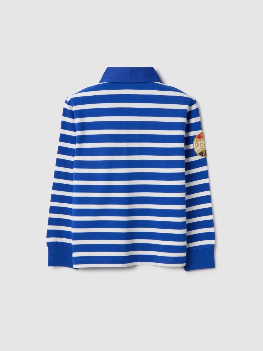 Boys' regular fit multicolour striped pure cotton polo with patches_1