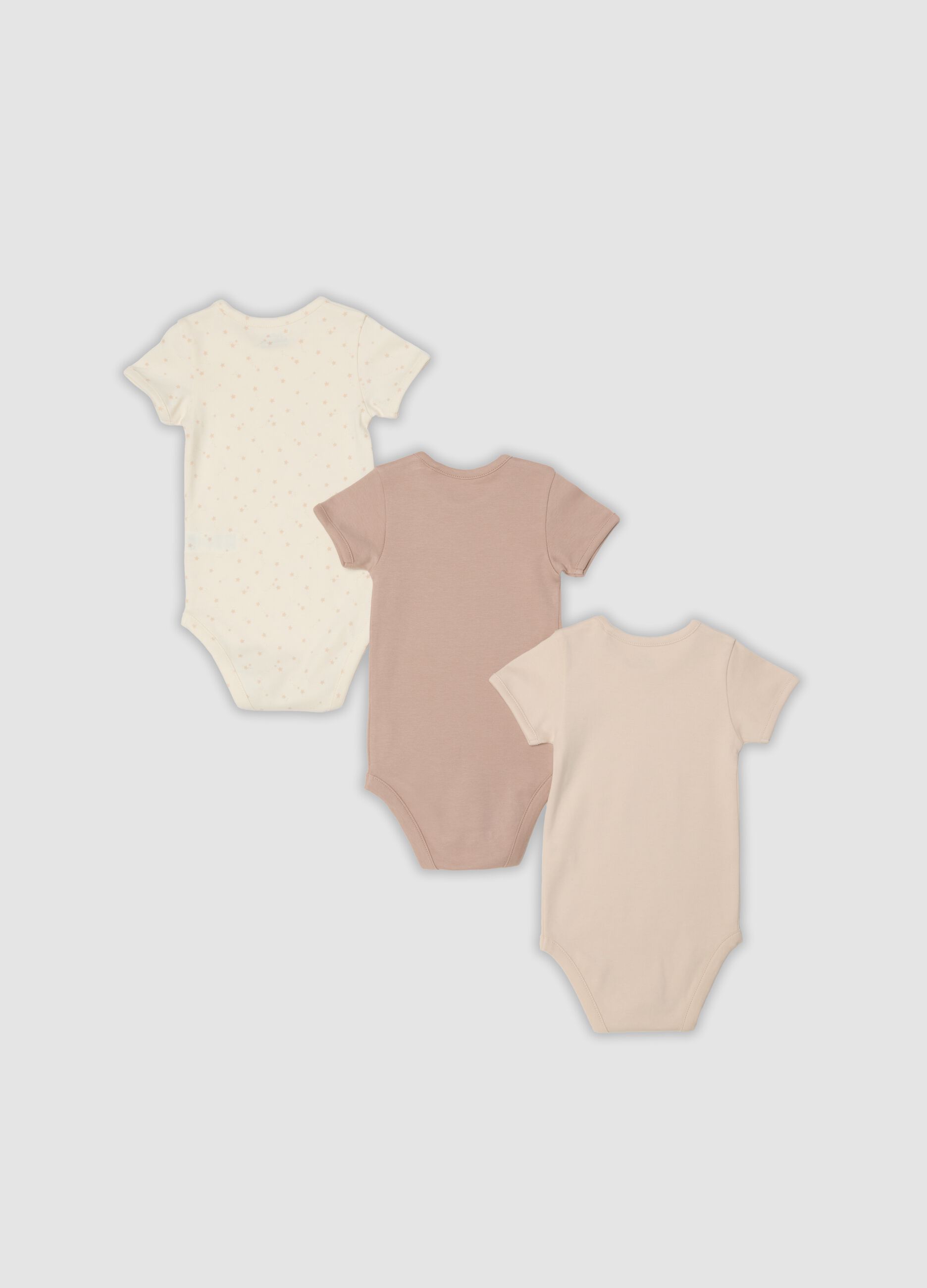 3-pack of multicolour organic cotton baby bodysuits with crew neck