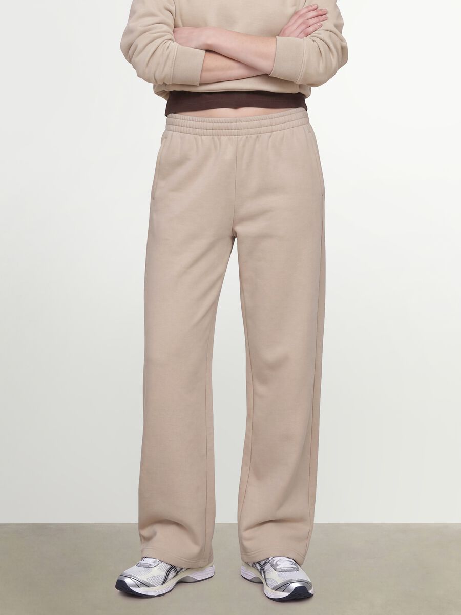 White cotton-blend straight-fit joggers_1