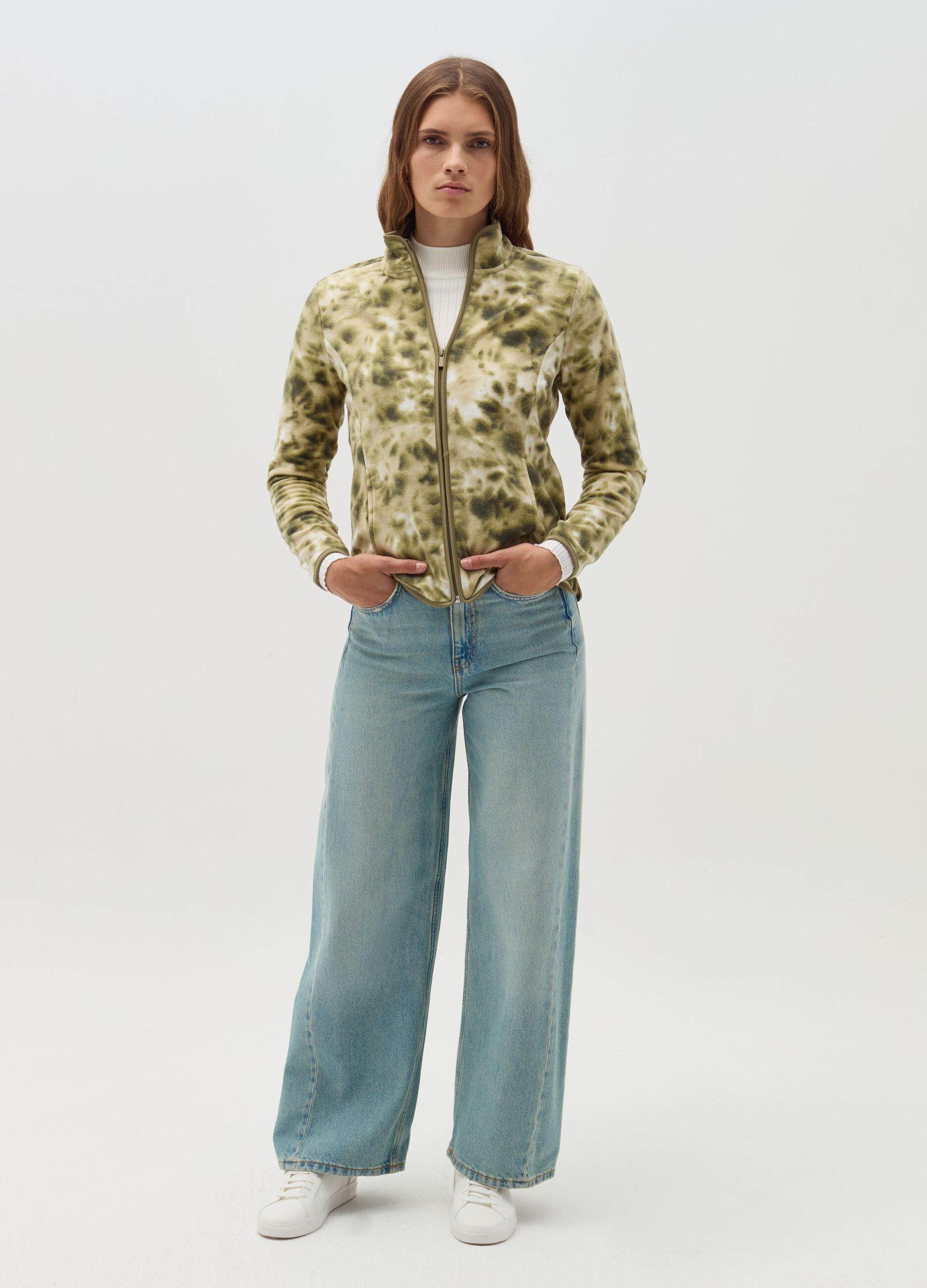 Tie-dye full-zip sweatshirt in fleece