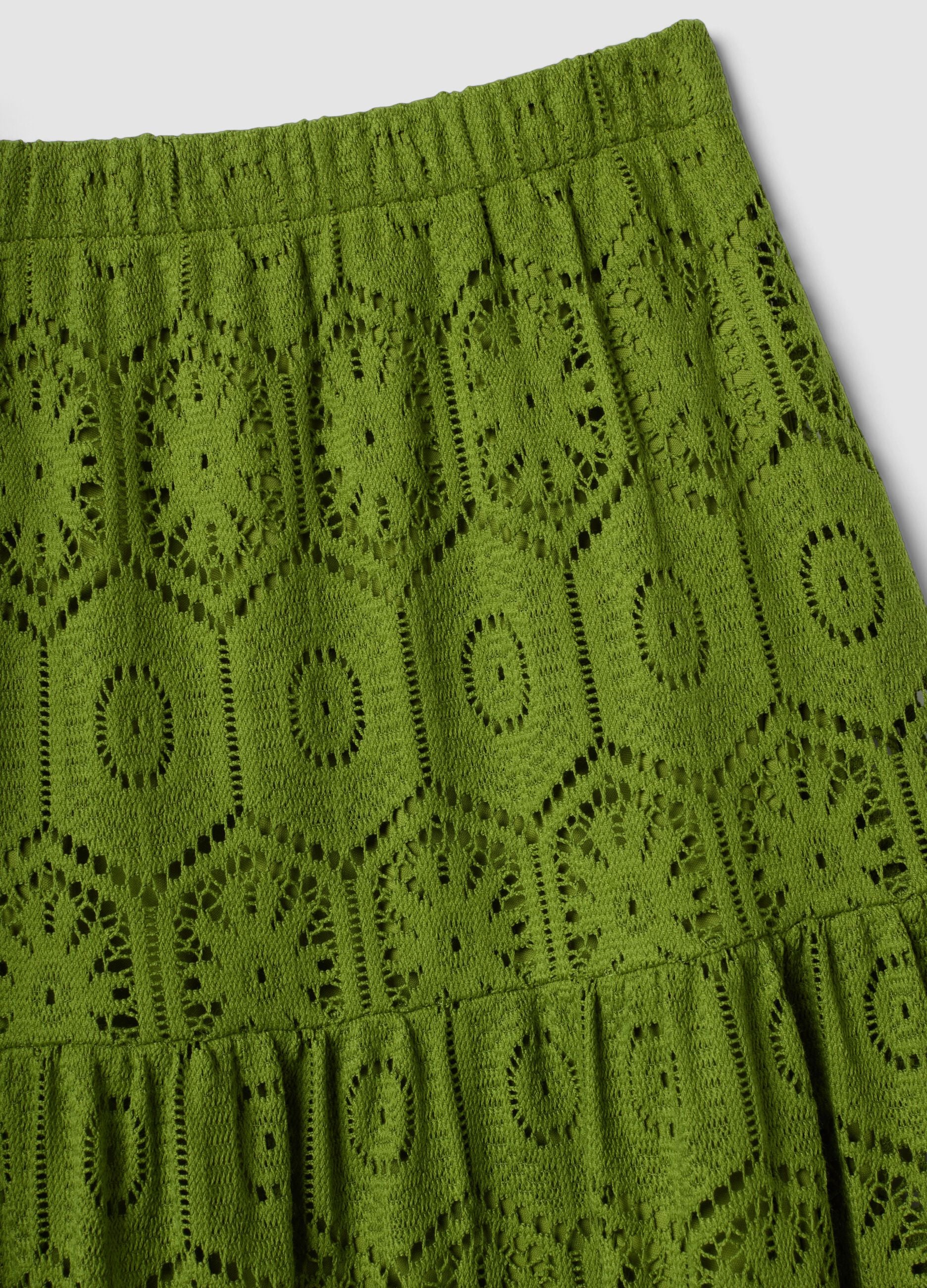 Falda larga verde con cintura el&aacute;stica