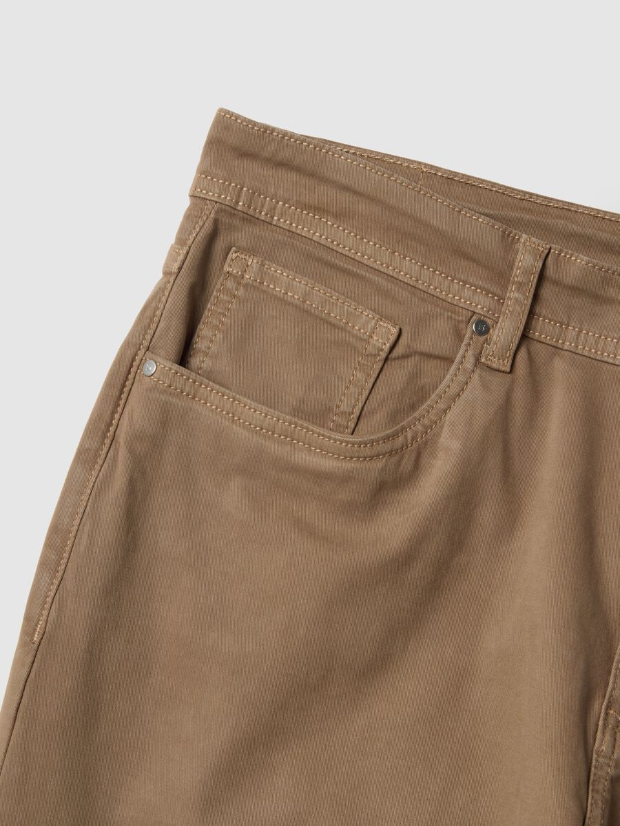 Brown stretch cotton trousers regular fit_5