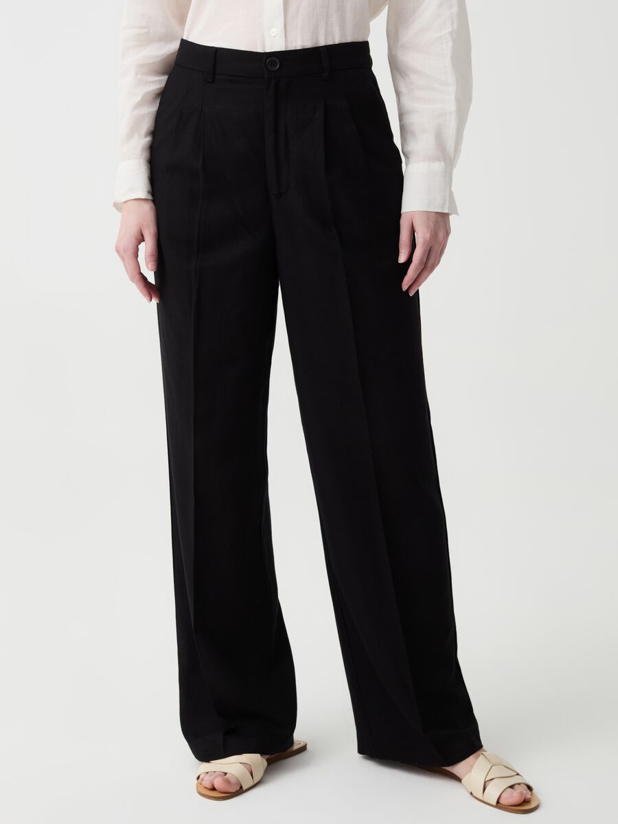 Wide-leg trousers with darts_1