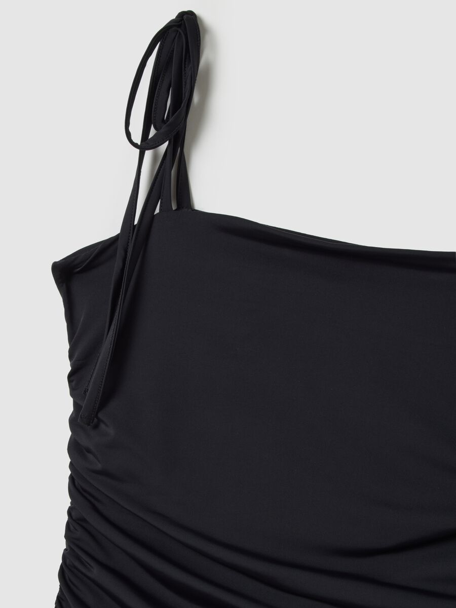 Ruched Black Long Dress_5