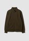 Green cotton-blend sweatshirt with crew neck and zip, regular fit_4