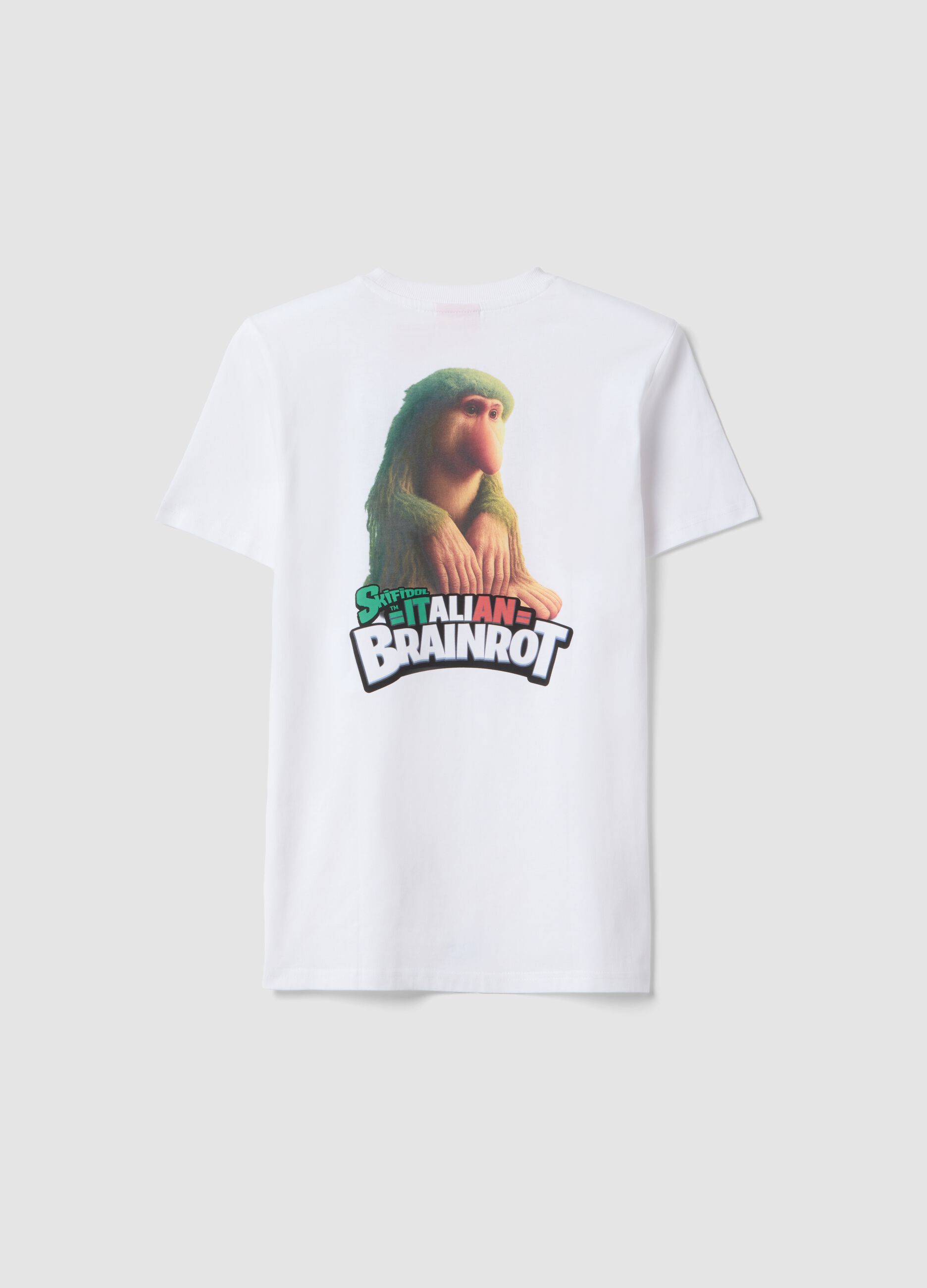 Boys' white pure cotton t-shirt regular fit with prints
