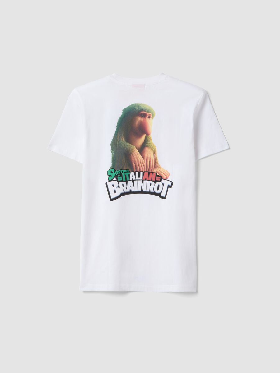 Jungen T-Shirt aus reinem Baumwolle, wei&szlig;, regular fit mit Druck_4