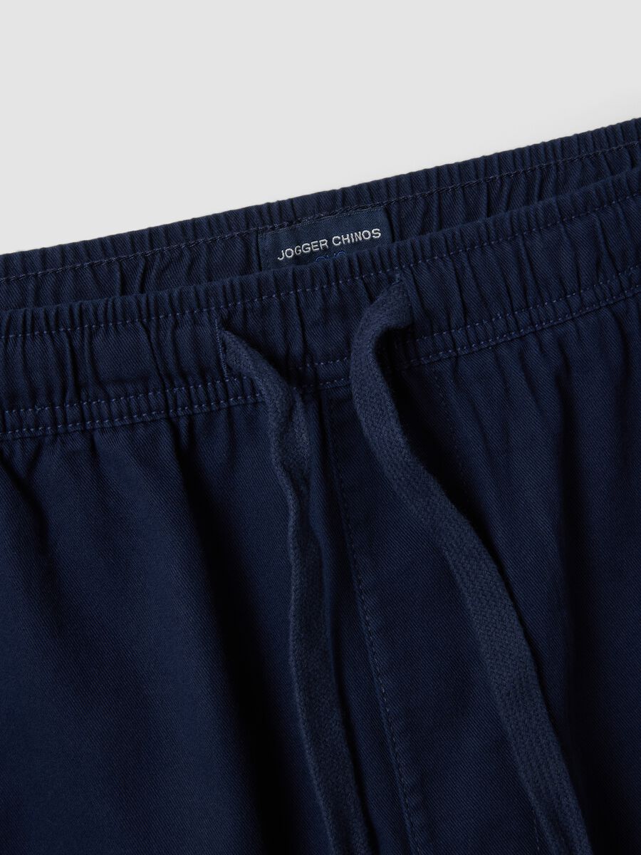 Blue pure cotton Bermuda shorts with elasticated waist_5
