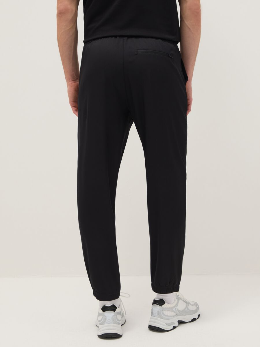 Black regular fit trousers with elasticated waist_2
