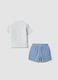 Blue and white pure cotton set with shirt and shorts_1