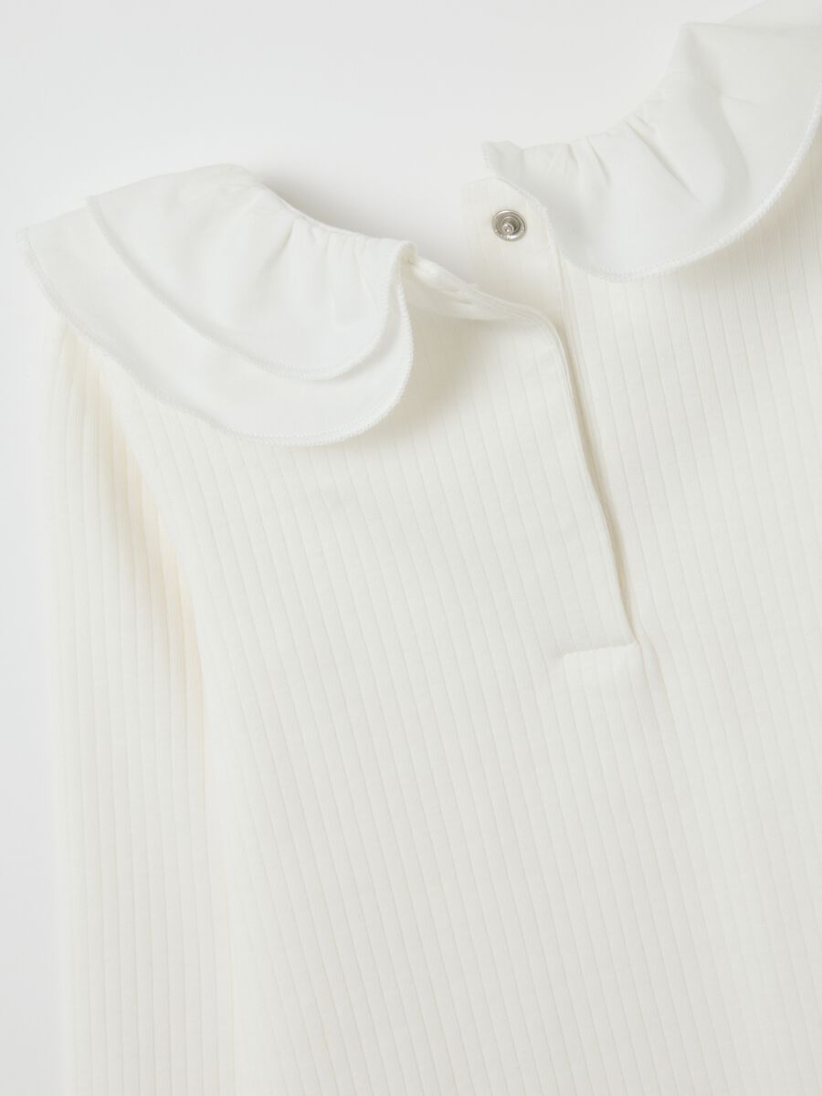 White stretch cotton T-shirt for girls regular fit_3