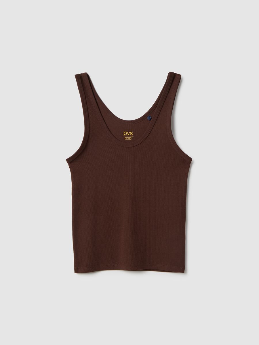 Braunes Tanktop aus Stretch-Baumwolle im Regular Fit_4