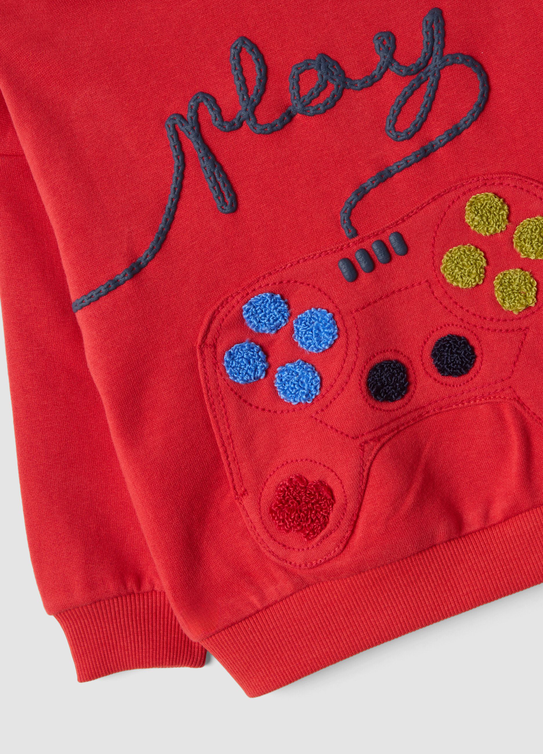 Red oversized jogging set in pure organic cotton with gaming print