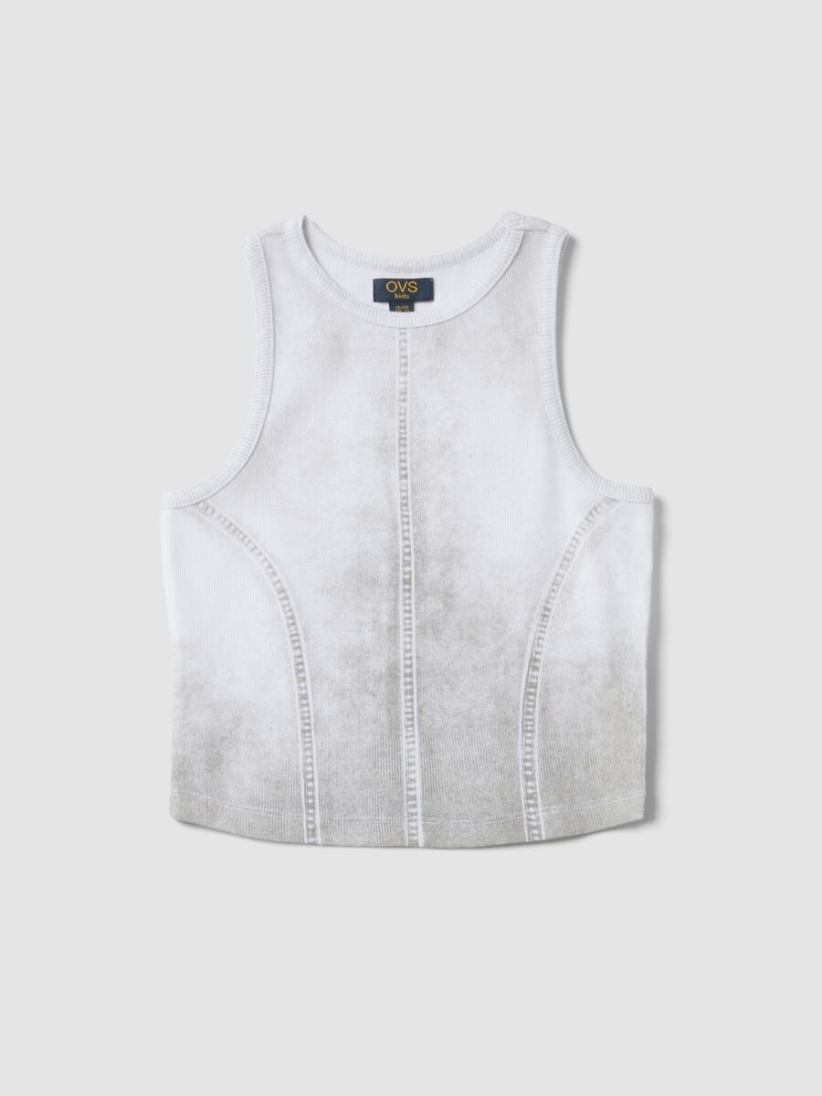 Girls&rsquo; white stretch-cotton fitted tank top_3