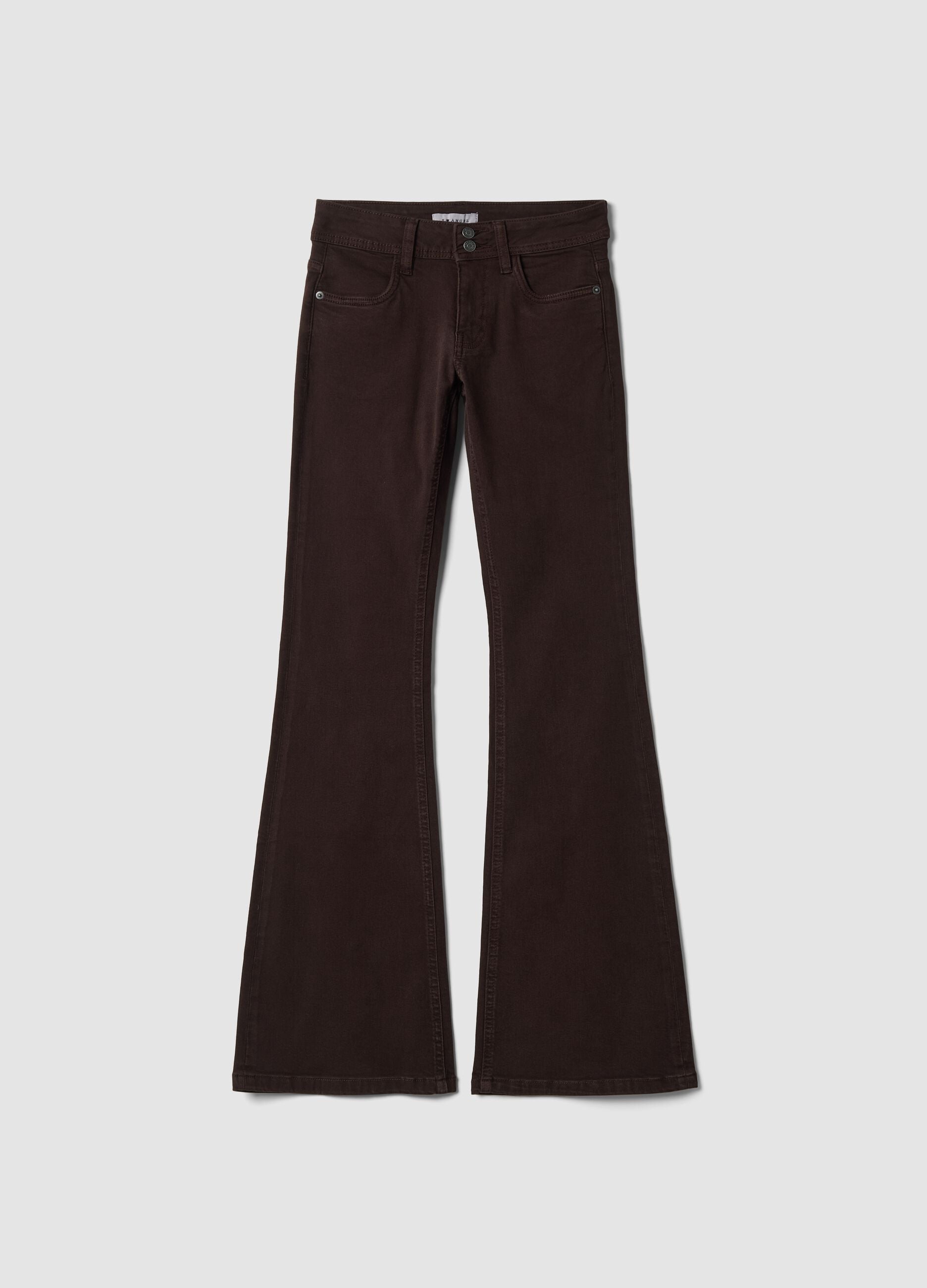Jeans marroni flare in cotone elasticizzato