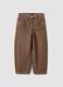 Brown pure cotton embroidered balloon-fit jeans_0