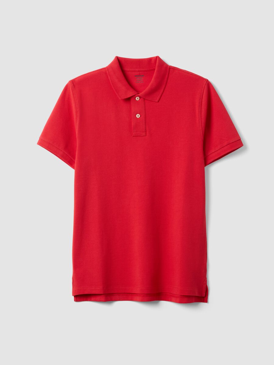 Slim fit pure cotton red short sleeve polo shirt_4