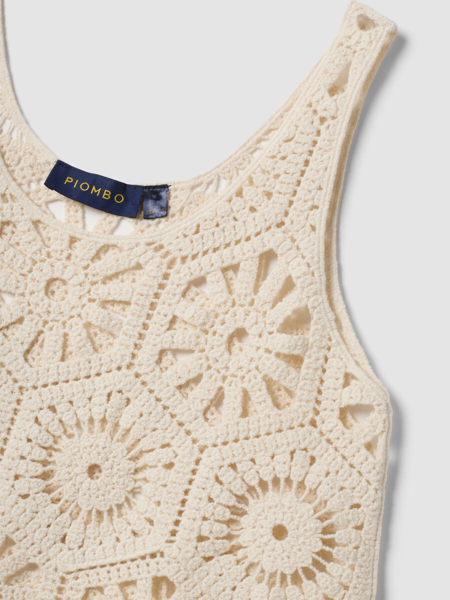 Beige pure cotton crochet tank top_5