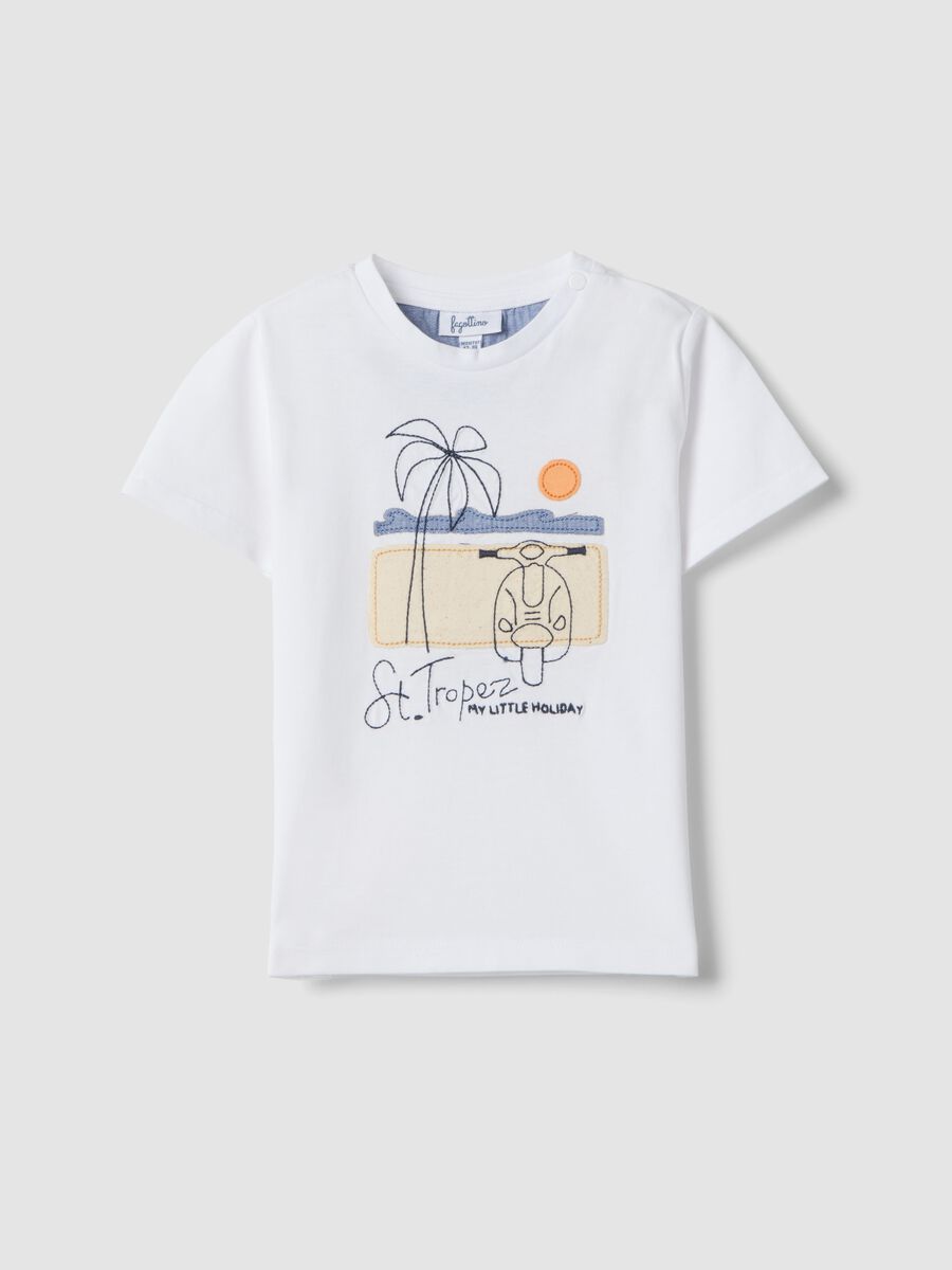 Weisses T-Shirt aus reiner Baumwolle f&uuml;r Babyjungen mit Print_0