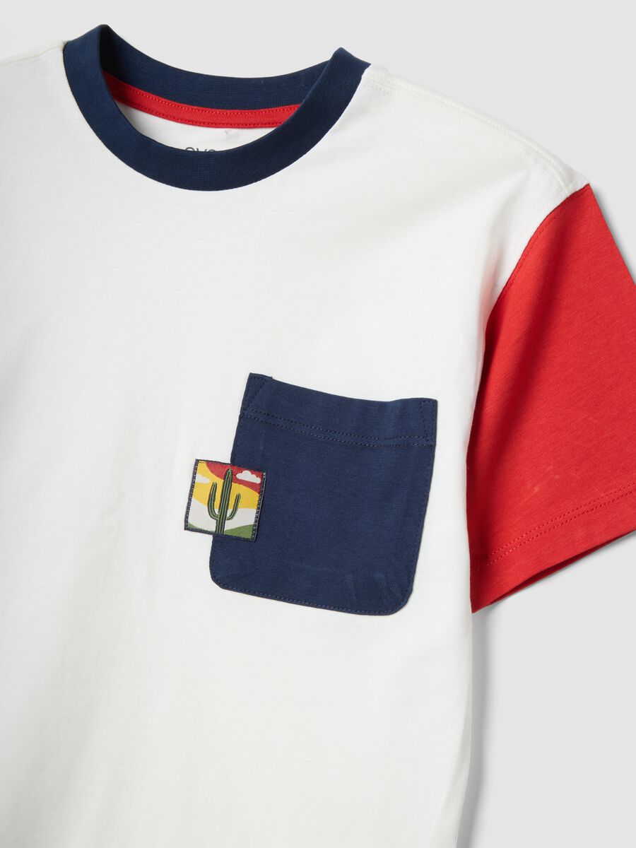 White and blue pure cotton set with T-shirt and shorts_2