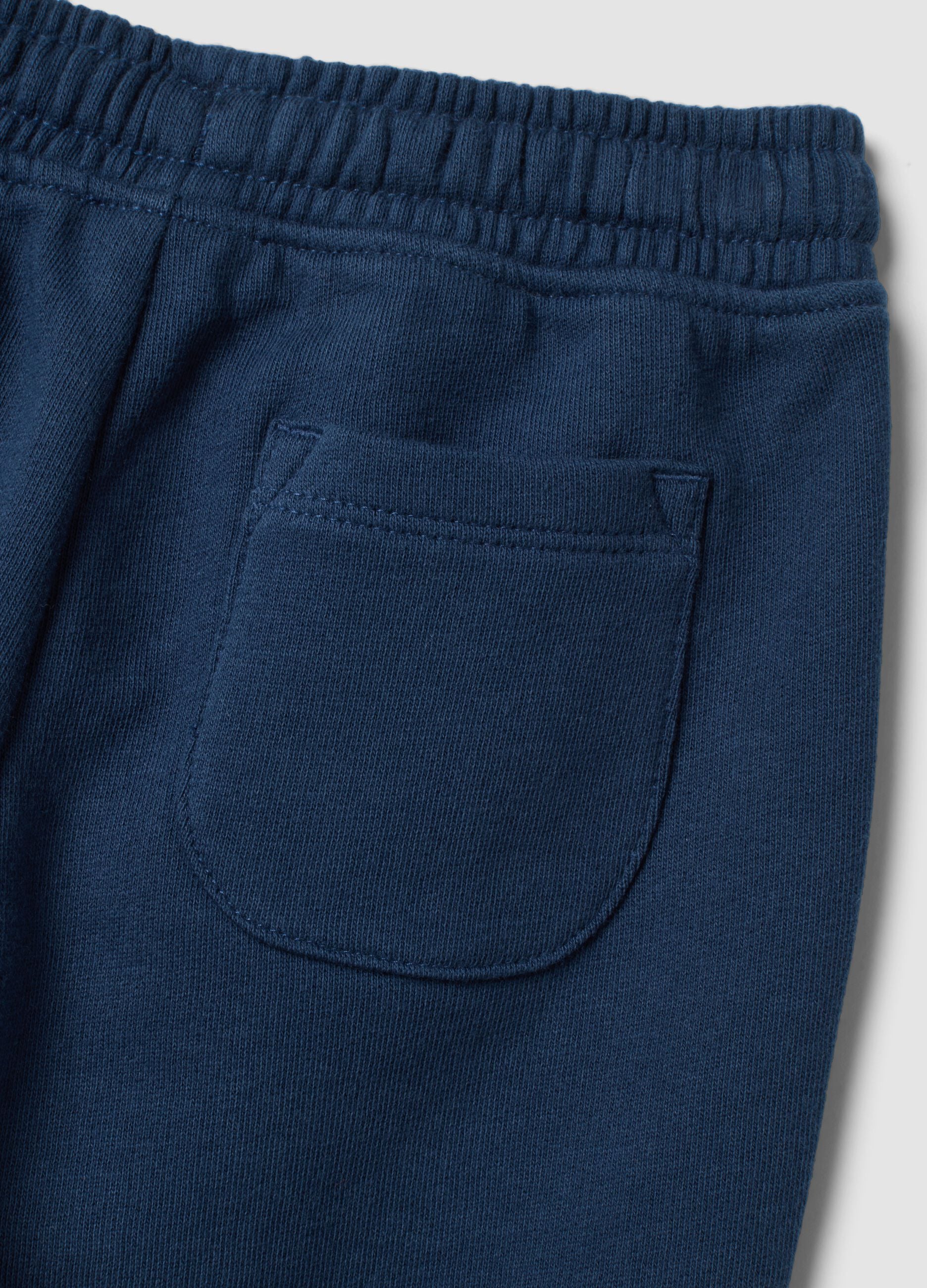 Pantal&oacute;n jogger azul de algod&oacute;n puro con cintura el&aacute;stica para beb&eacute; ni&ntilde;o