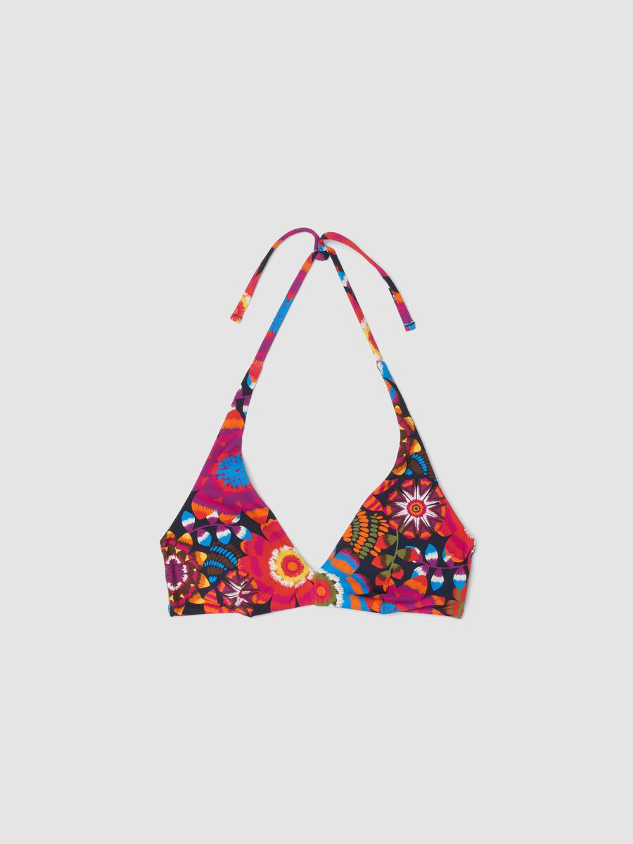 Multicolour stretch triangle bikini top_4