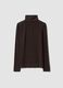T-shirt marrone in modal e lana elasticizzata con colletto rialzato regular fit_0