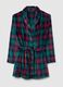 Multicolour checked coral fleece dressing gown with belt_4