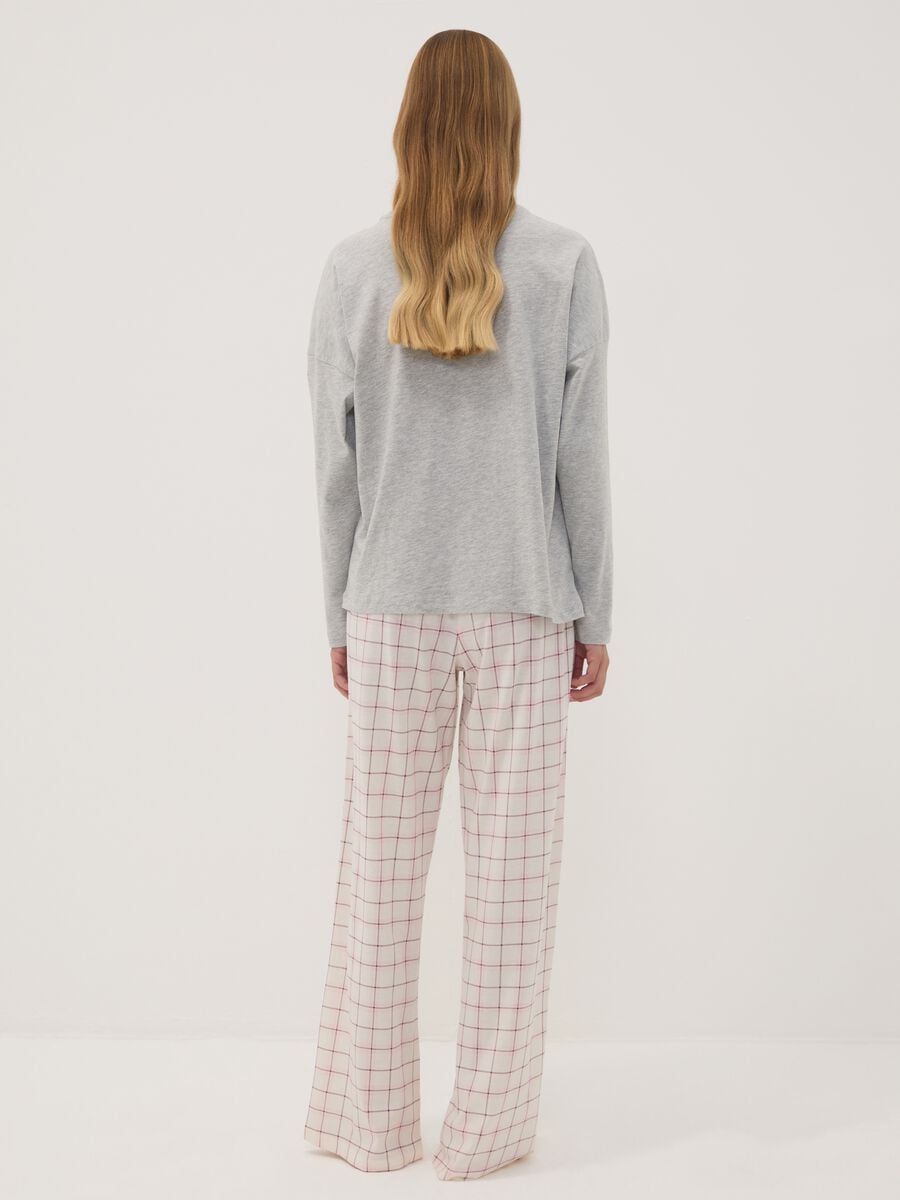 Grey marl organic cotton and viscose blend crew-neck pyjamas_2