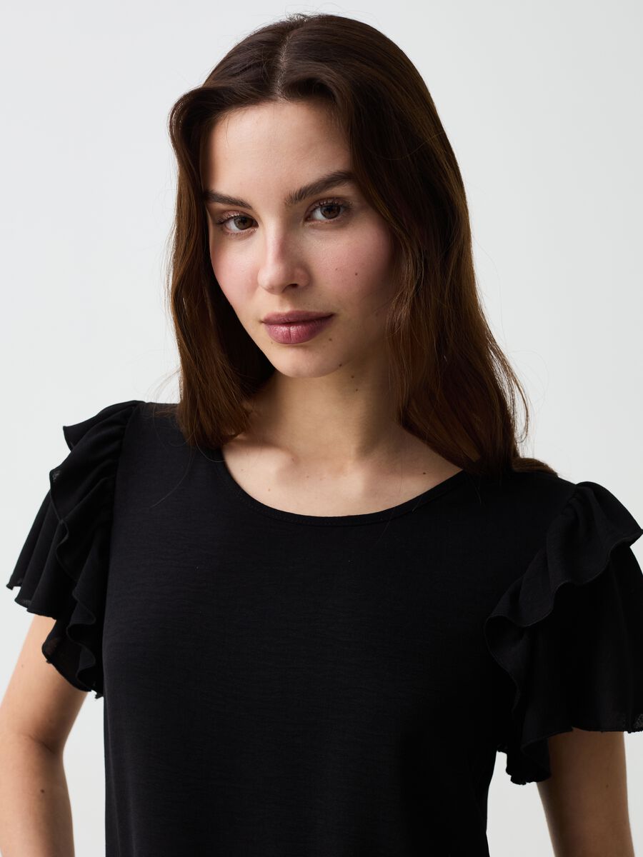 Crêpe T-shirt with butterfly sleeves_1
