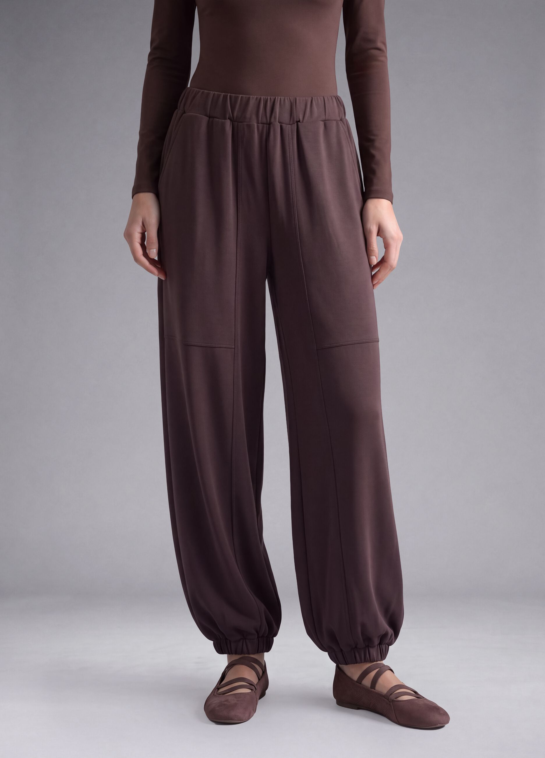Brown stretch viscose joggers