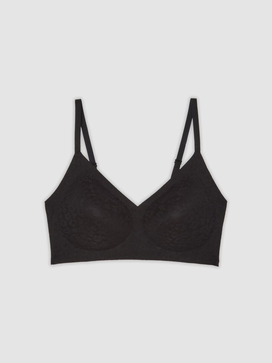 Black stretch-fabric bra with removable cups_4