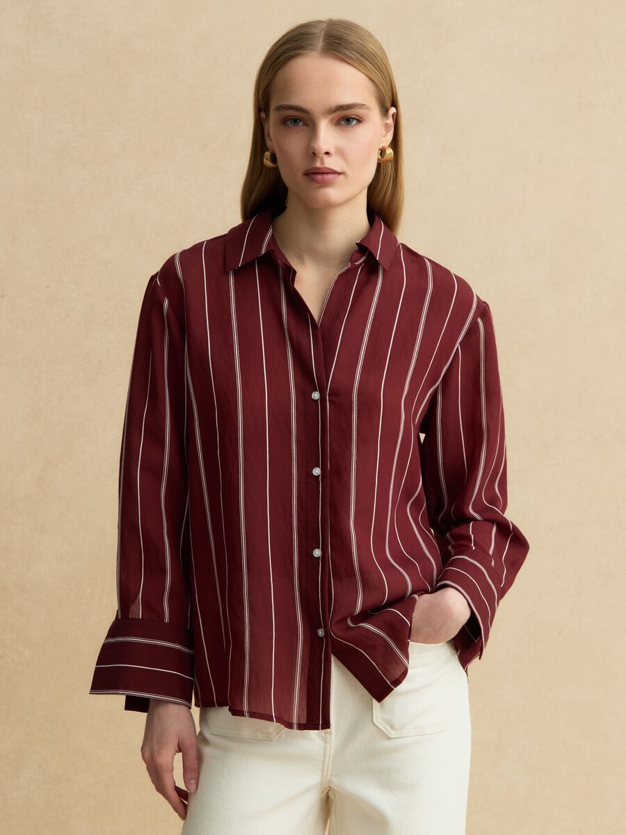 Gestreiftes Multicolor Hemd aus Lyocell-Mischung mit regul&auml;rer Passform_1