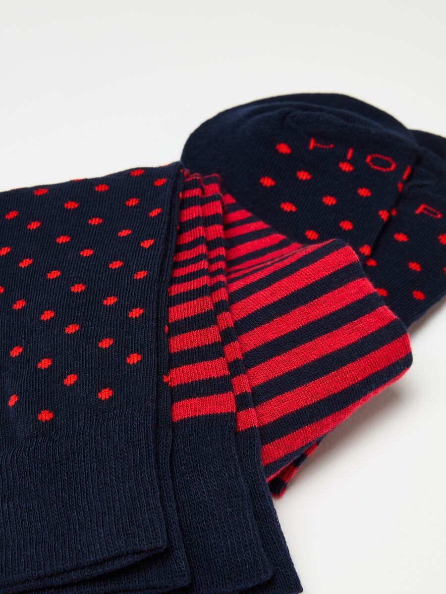 Three-pair pack long socks with polka dots and stripes_1