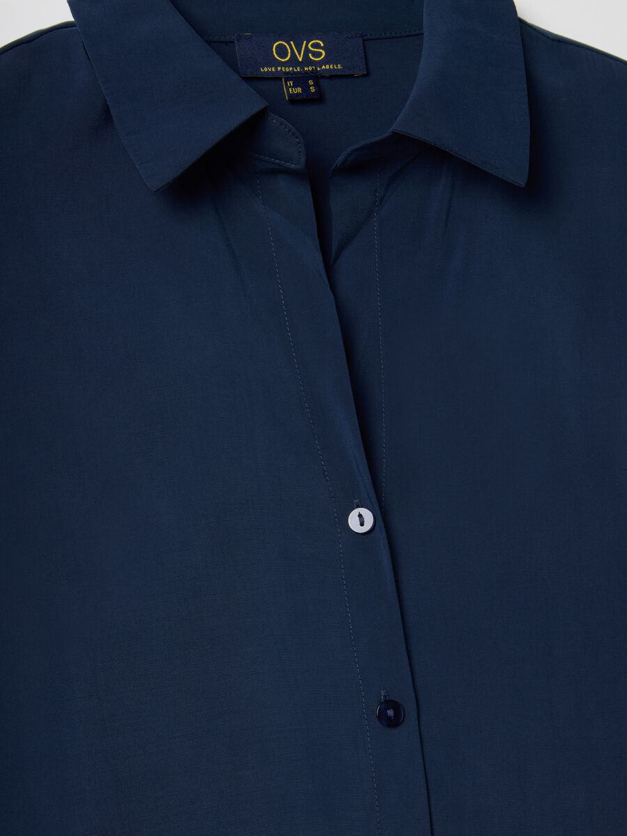 Blue Long Sleeve Shirt in Viscose Blend Regular Fit_5