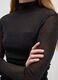 Black stretchy dress with high collar and fitted silhouette_3