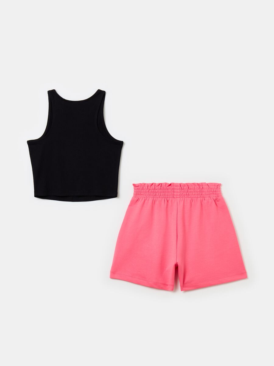 Jogging set with tank top and shorts with print_1