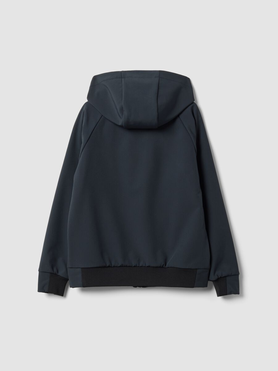Grey hooded stretch-fabric jacket for boys_1