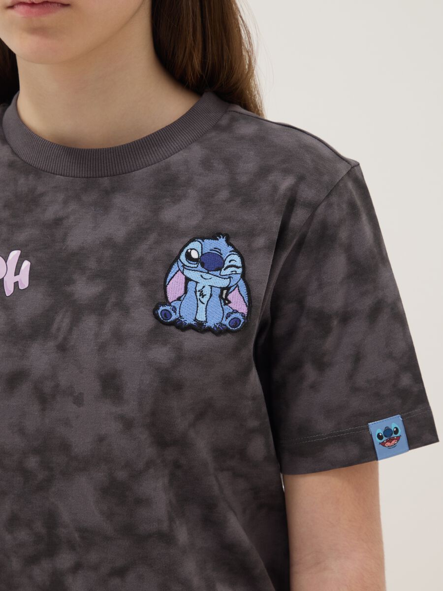 Grey pure cotton oversized fit girl&rsquo;s t-shirt with Stitch_2
