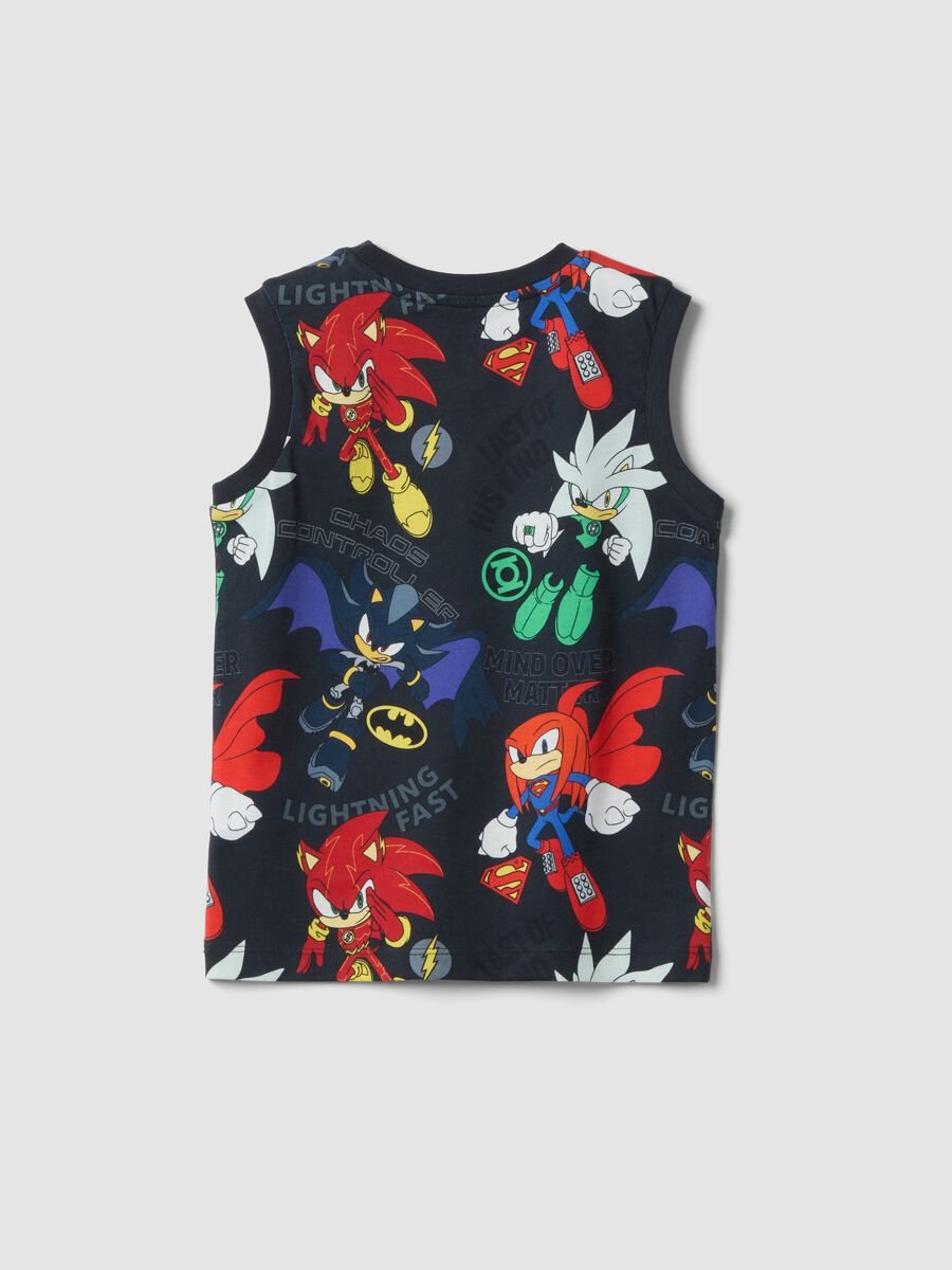 Blue pure cotton vest with all-over Sonic print_1