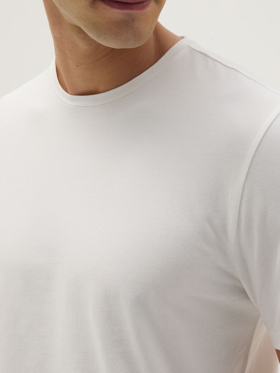 White slim fit stretch cotton T-shirt_3