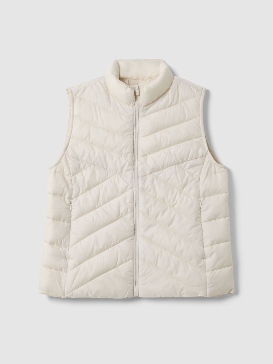 White padded regular fit gilet with zip_0