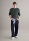 Green pure cotton regular fit jumper with woven design_2