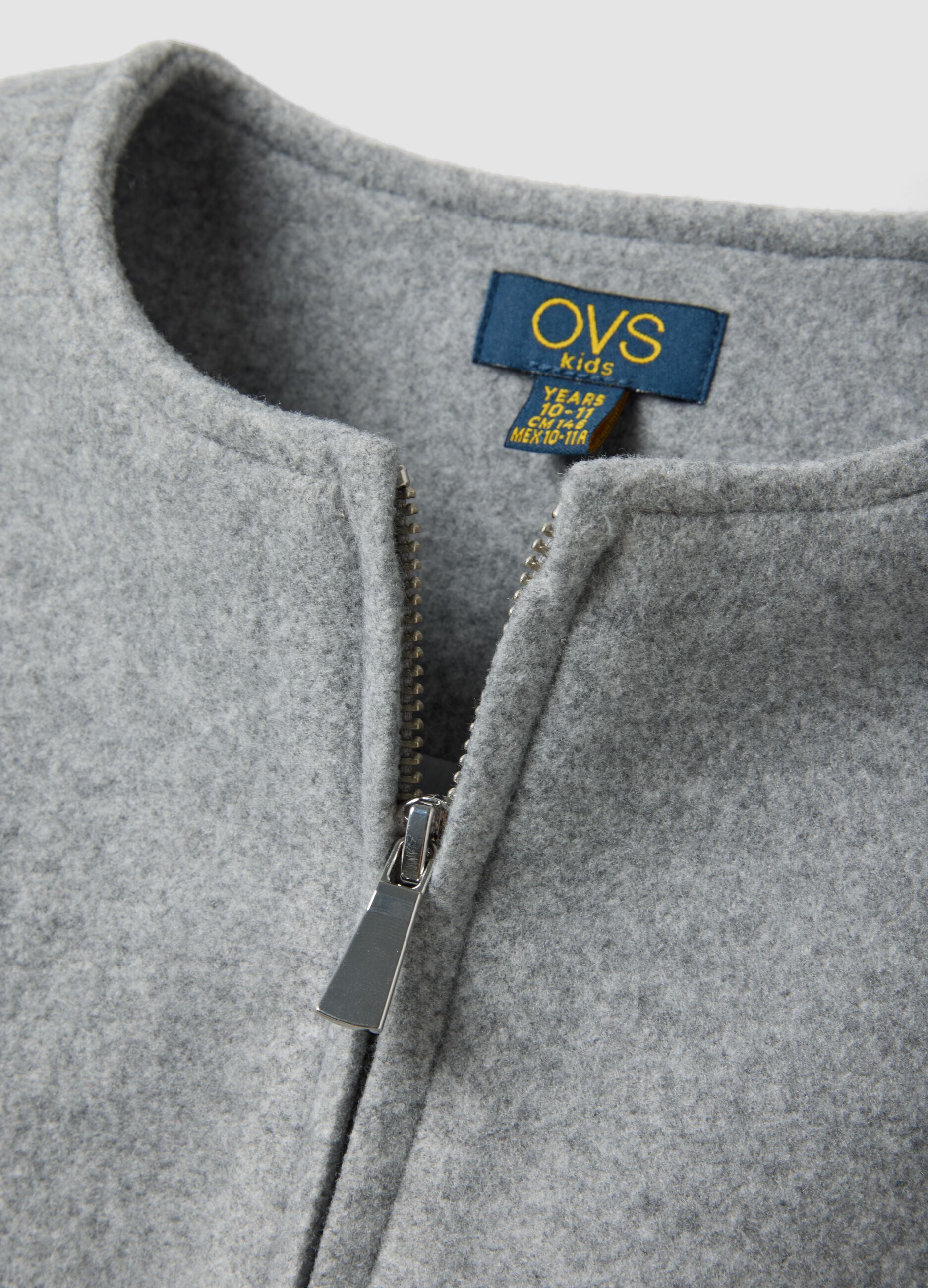 Girls&rsquo; grey regular-fit zip-up jacket