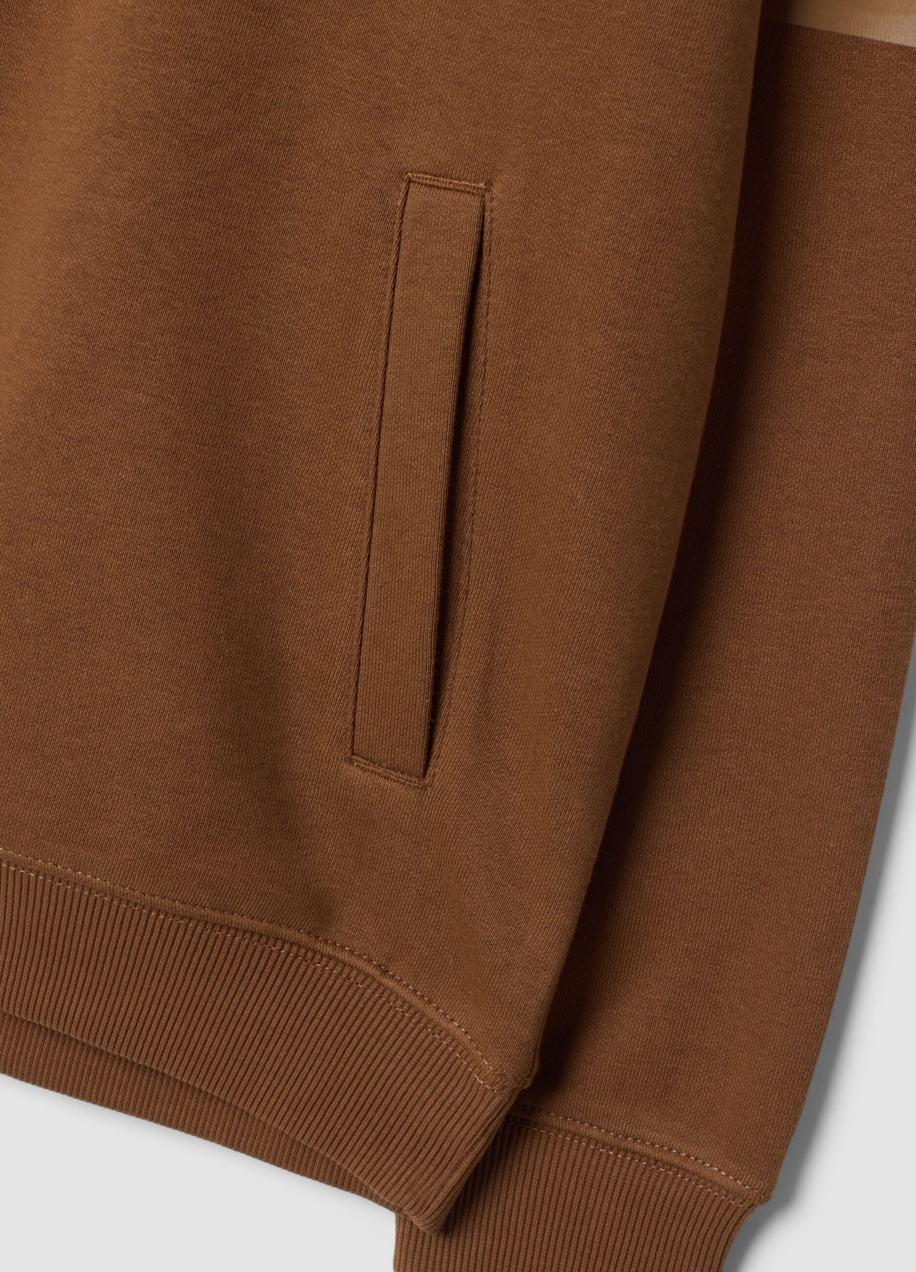 Brown cotton-blend hoodie with a relaxed fit