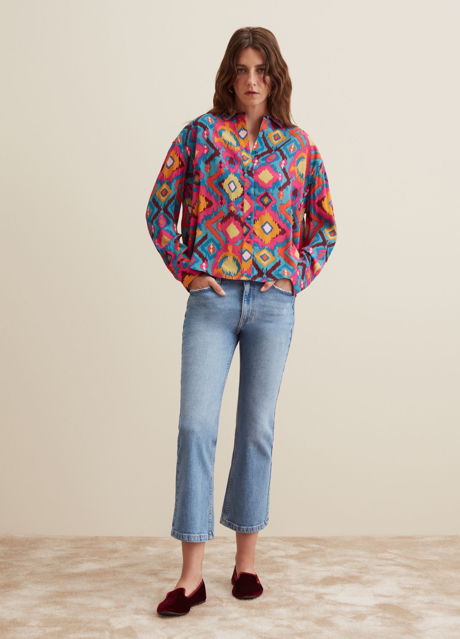 Relaxed-fit shirt with ikat pattern_1