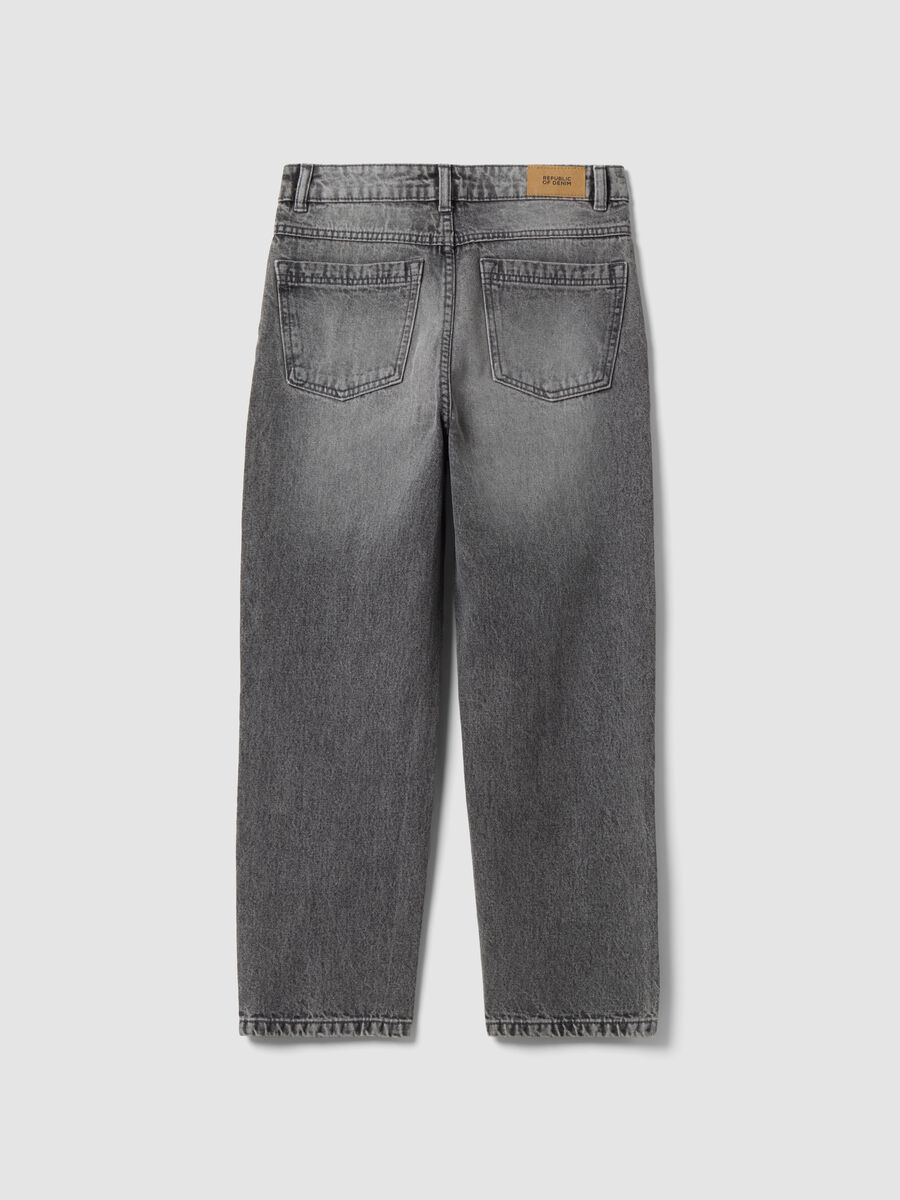 Grey pure-cotton baggy-fit jeans for boys_1