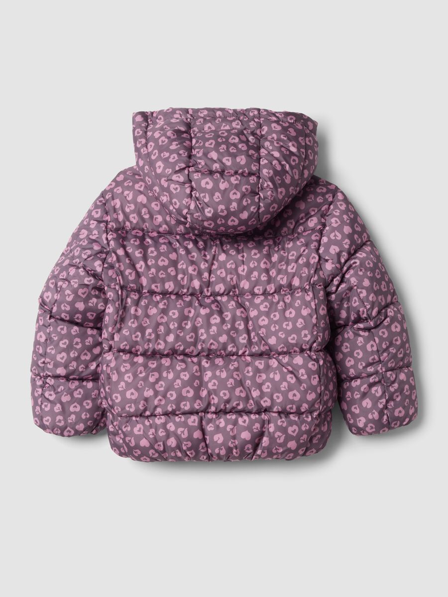 Multicolour hooded padded jacket with heart print, regular fit_1