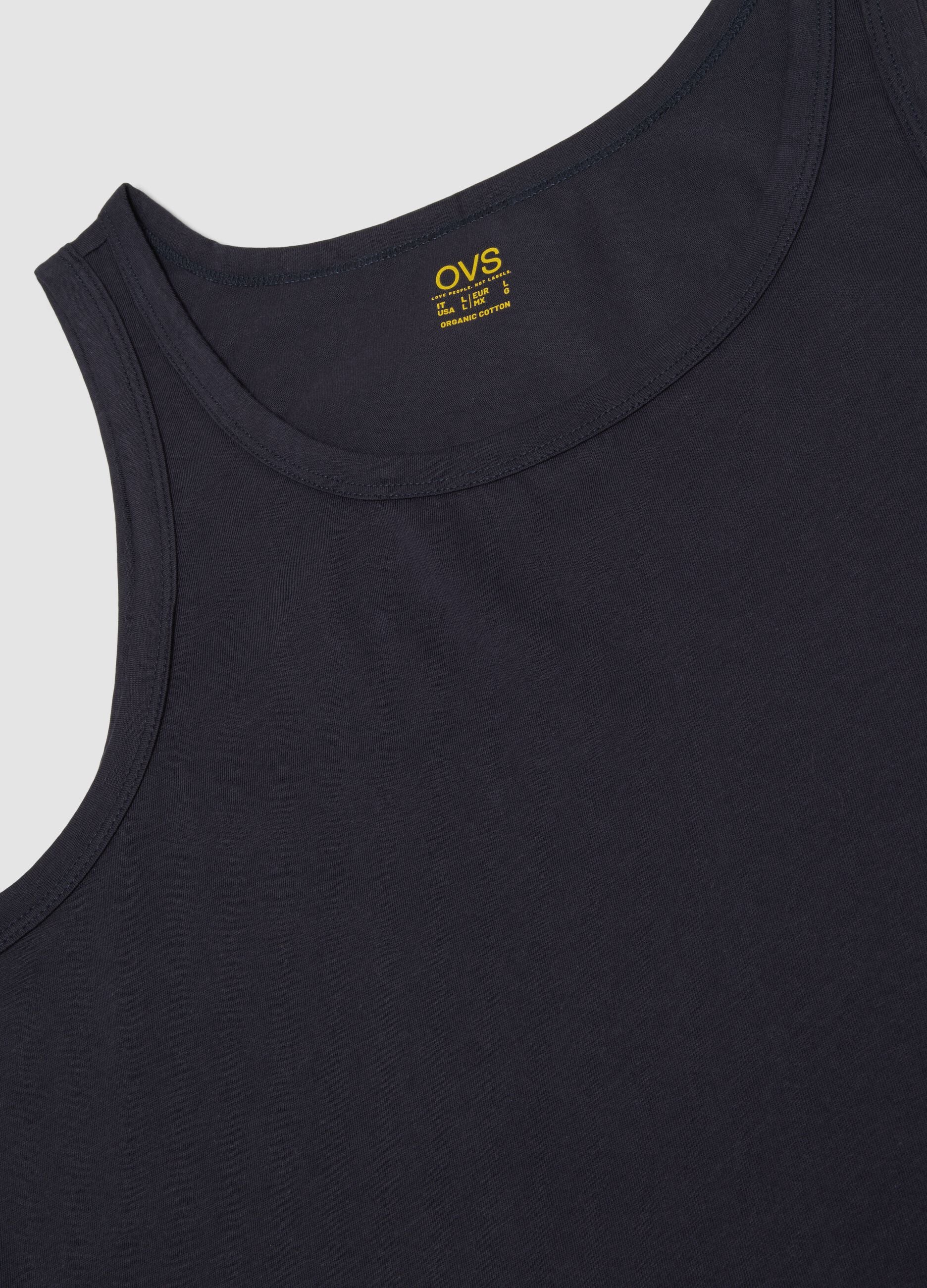 Blue regular-fit vest in pure organic cotton