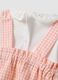 Pink and white organic cotton set with gingham romper_3
